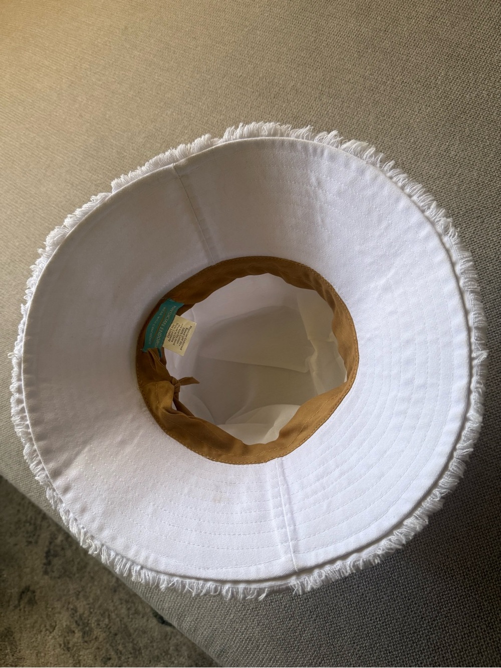 White Frayed Edge Bucket Hat - Picture 2 of 4